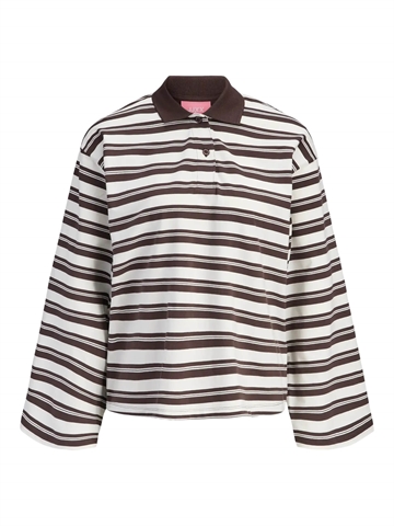 JJXX Vilma LS Stripe Polo Seal Brown/Vanilla Ice